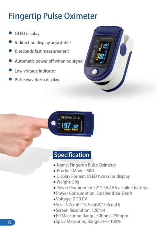 Portable Fingertip Pulse Oximeter SpO2 PR Blood Oxygen Monitor