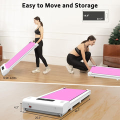 265lb Portable Pink Under-Desk Walking Pad Treadmill Jogger