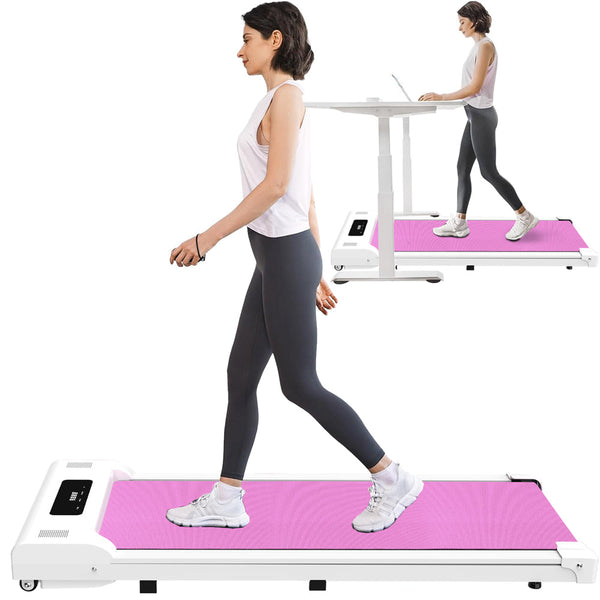 265lb Portable Pink Under-Desk Walking Pad Treadmill Jogger