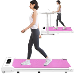 265lb Portable Pink Under-Desk Walking Pad Treadmill Jogger