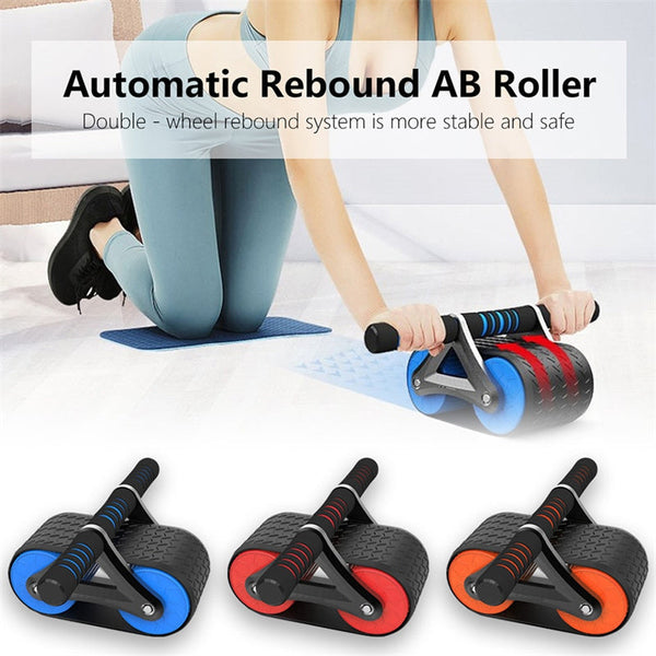 Double-Wheel Automatic Rebound Abdominal Exercise Roller Trainer